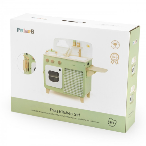 Wooden Play Kitchen Set | Pretend Chef Cooking Toy for Kids 3+