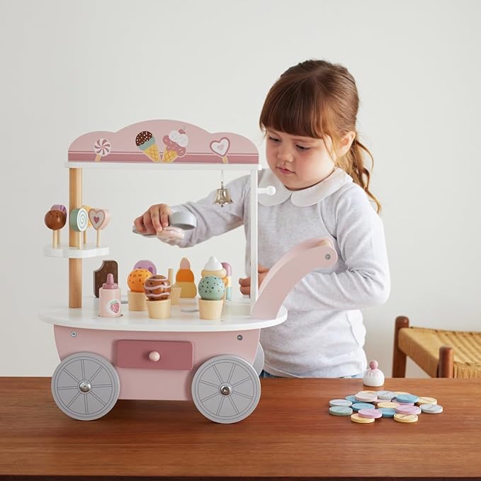 Wooden Ice Cream Cart Mini | Pretend Play Ice Cream Shop Toy for Kids