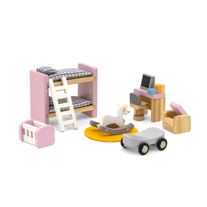 Doll House Kids Bedroom Furniture Set 17pcs | Mini Dollhouse Play Set