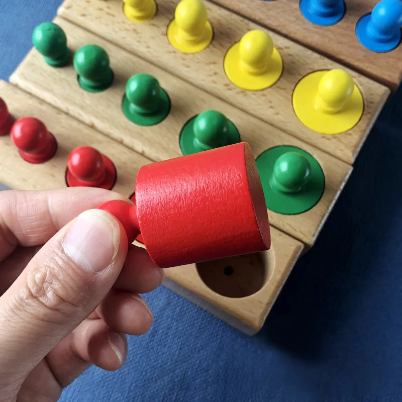 Montessori Cylinder Blocks Set of 4 | Kids Wooden Learning Shape Sorting Toy