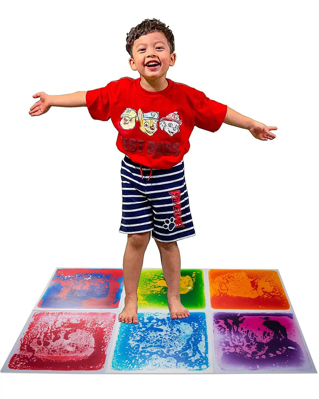 Playlearn Liquid Floor Tiles 6pc Square | Large Sensory Gel Floor Mats
