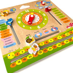Wooden Calendar with Clock | Montessori Time, Weather & Seasons Learning Board for Kids