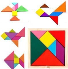 Tangram Blocks Wooden - 9Pcs