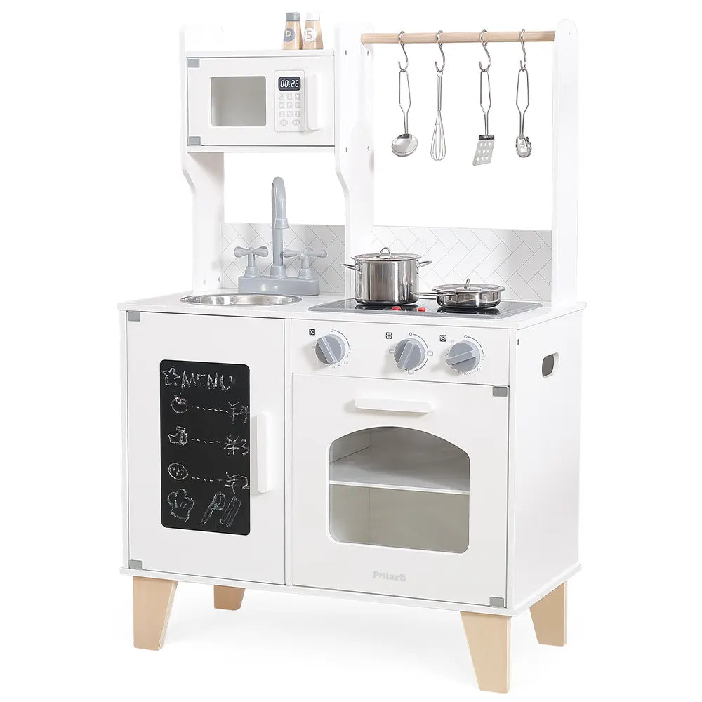 Little Chef's Kitchen with Light and Sound | Classic White Wooden Play Kitchen