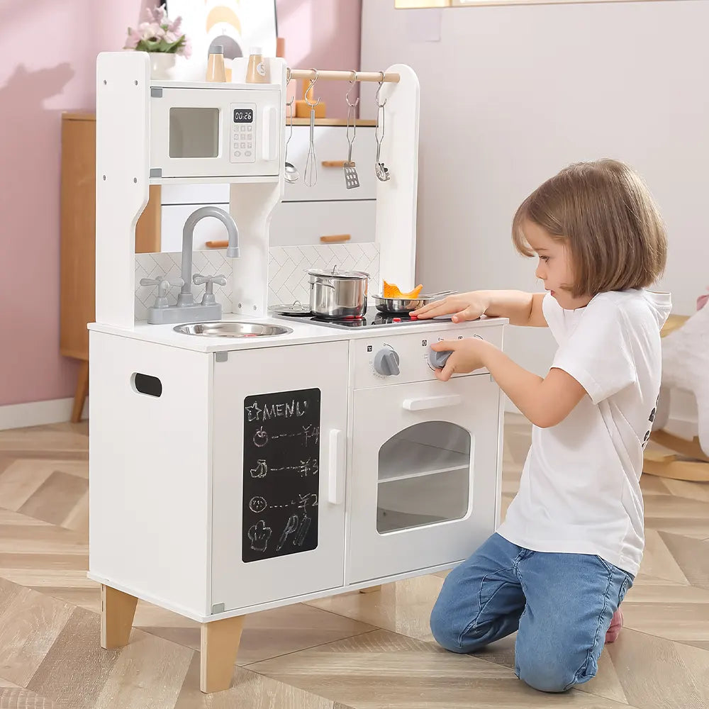 Little Chef's Kitchen with Light and Sound | Classic White Wooden Play Kitchen
