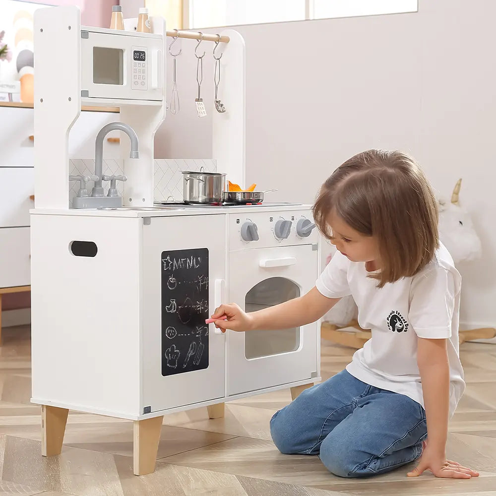 Little Chef's Kitchen with Light and Sound | Classic White Wooden Play Kitchen