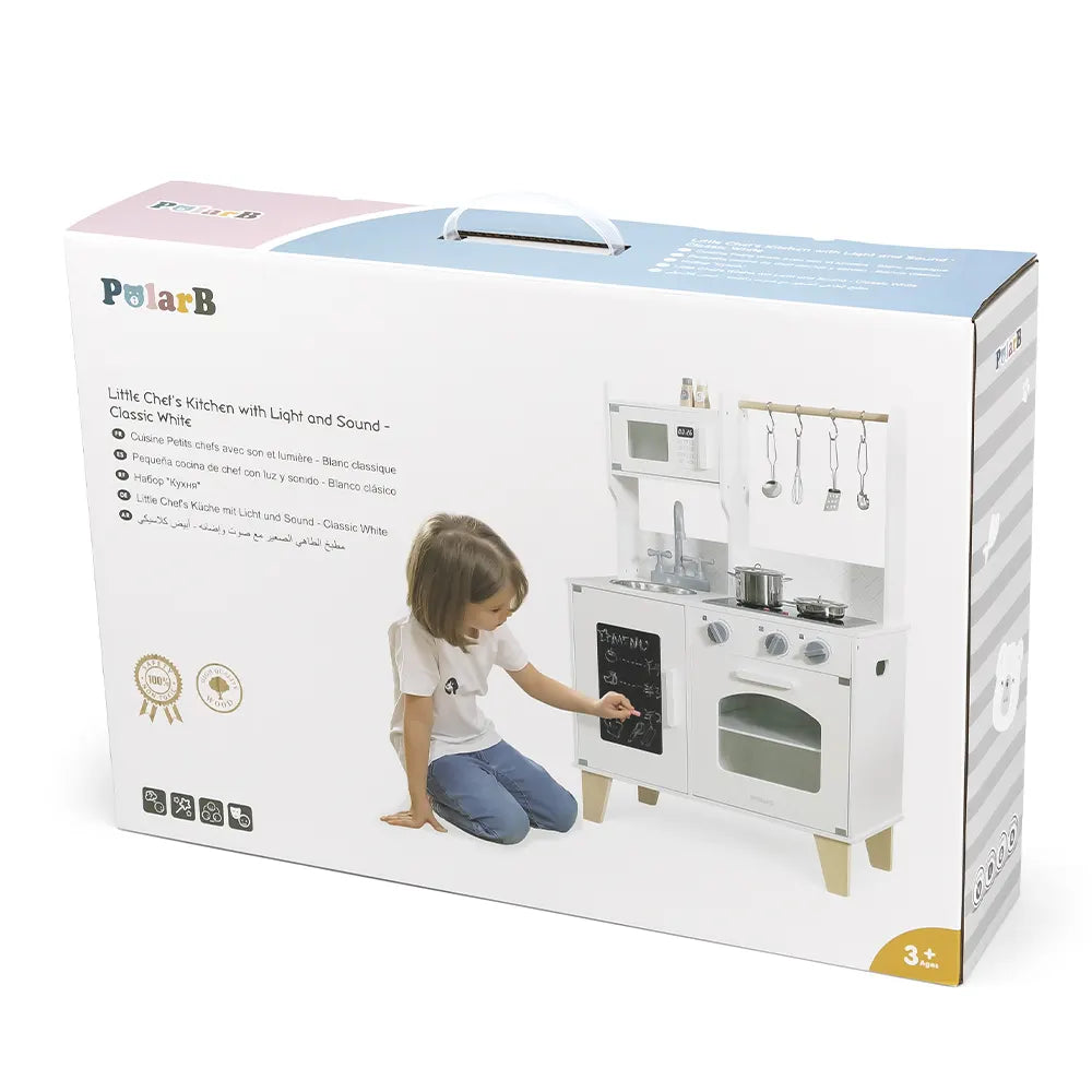 Little Chef's Kitchen with Light and Sound | Classic White Wooden Play Kitchen
