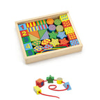 Lace Up Blocks Wooden Set | Counting & Fine Motor Learning Toy for Kids