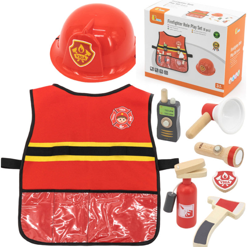 Firefighter Role Play Set (8 Pcs) | Kids Pretend Play Costume & Rescue Toy Kit