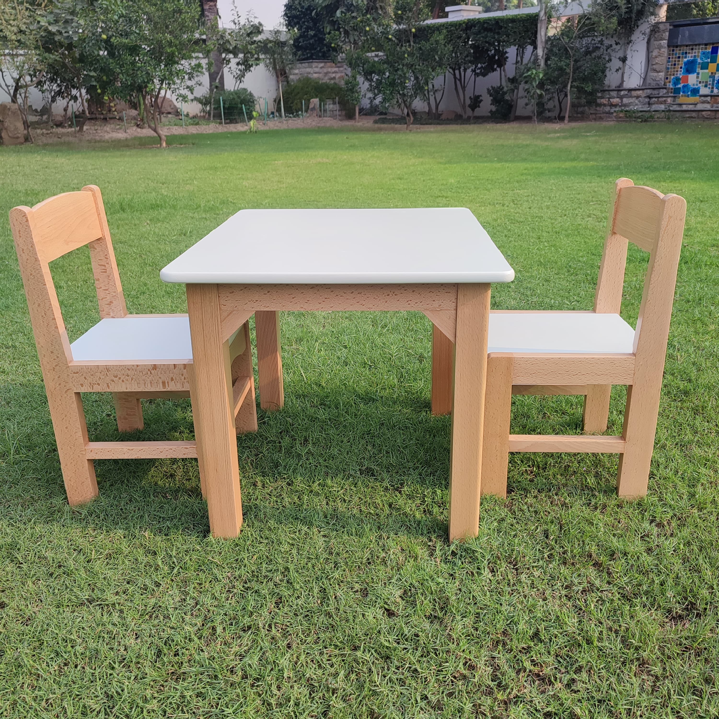 Toddler Chairs & Table Set | Solid Beachwood Kids Furniture Set for Ages 1–5