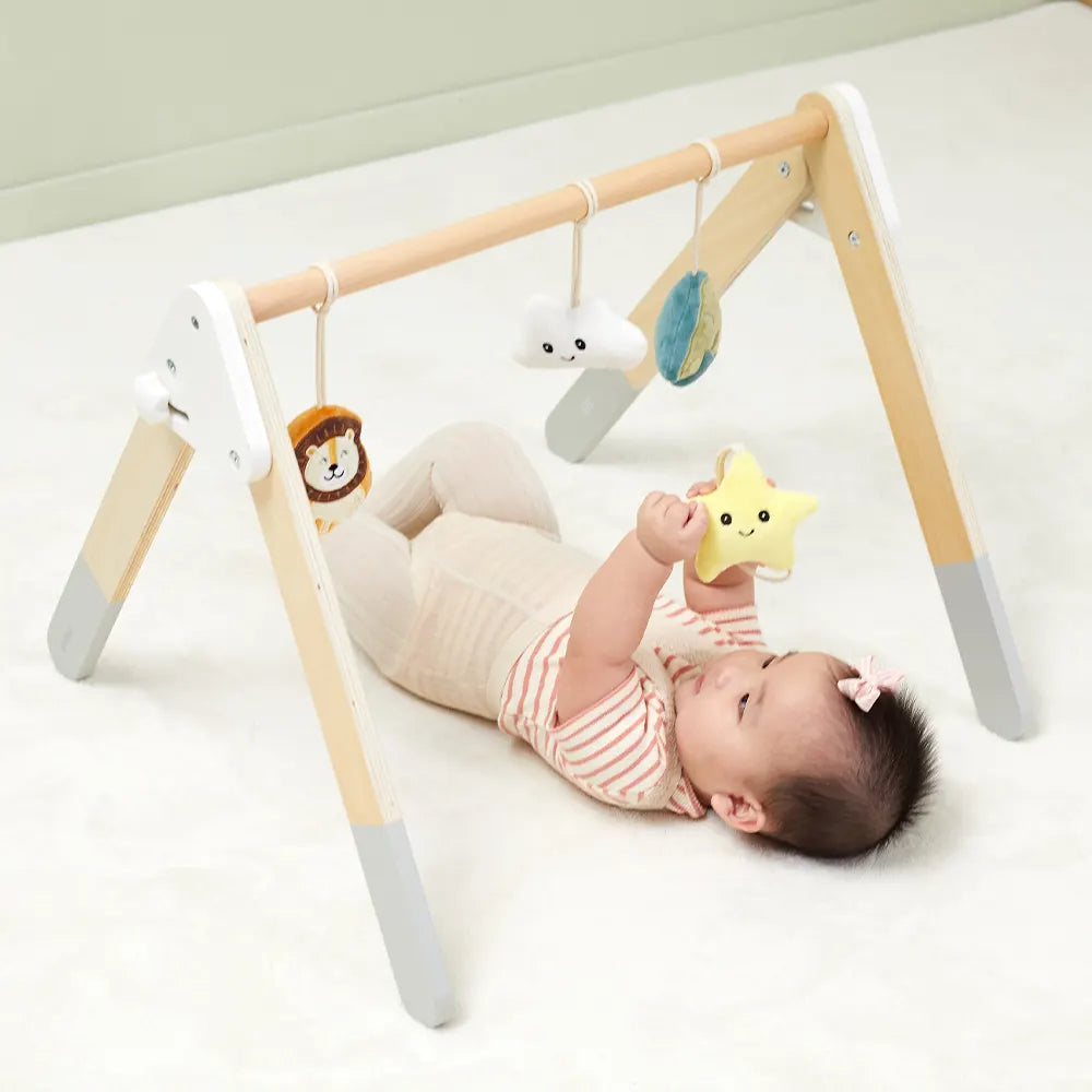 Foldable Baby Play Gym 0M+ | Wooden Activity Gym for Newborn Sensory Play