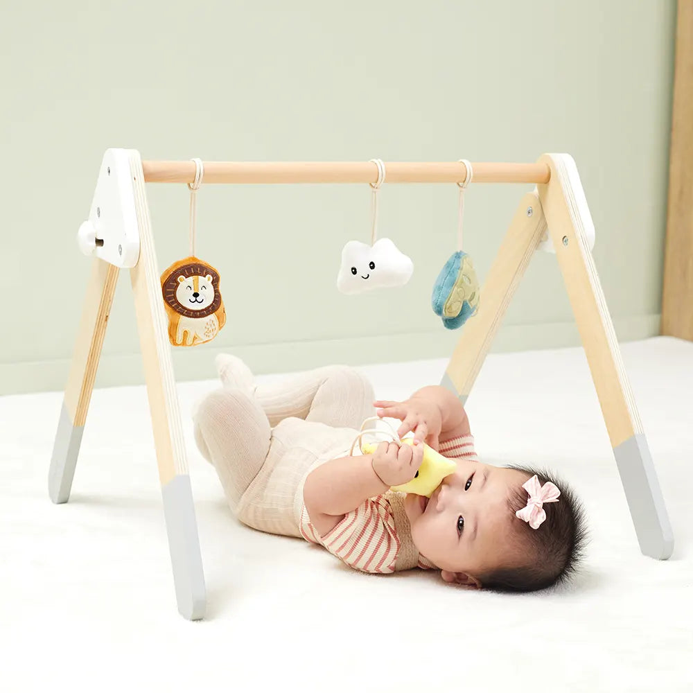 Foldable Baby Play Gym 0M+ | Wooden Activity Gym for Newborn Sensory Play