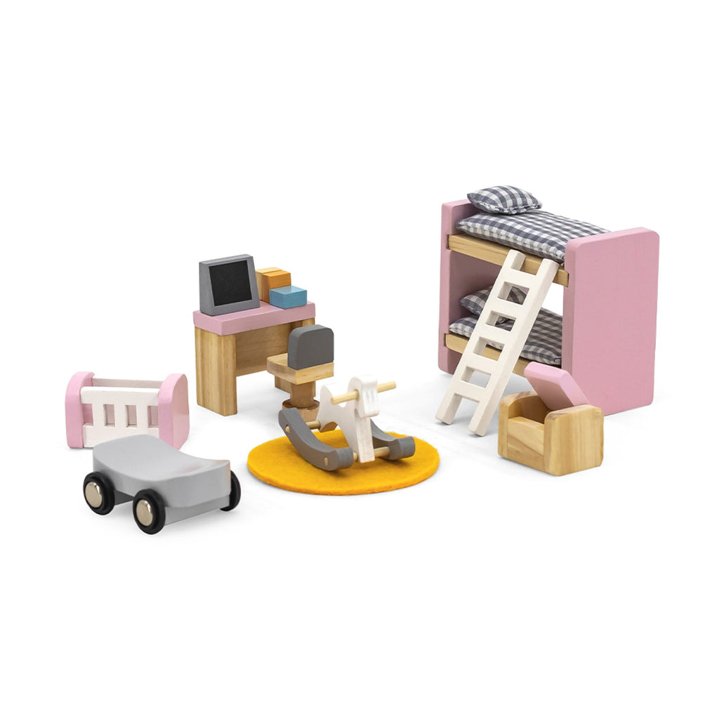 Doll House Kids Bedroom Furniture Set 17pcs | Mini Dollhouse Play Set