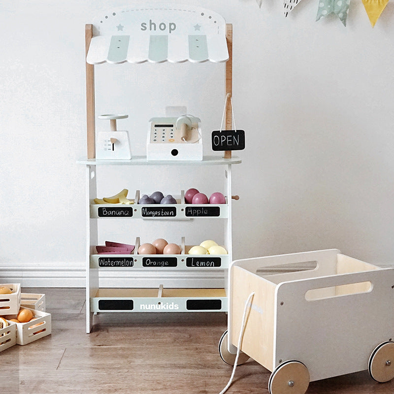 Mini Market Children Play Set | Wooden Kids Supermarket Pretend Play Store Toy