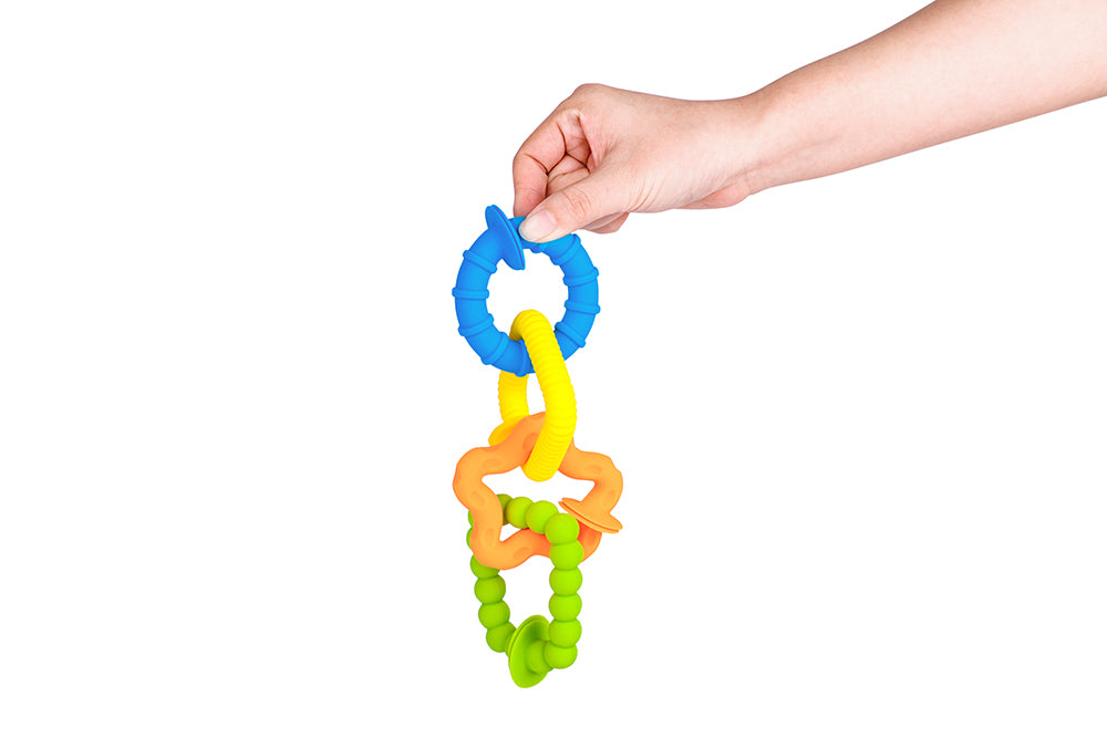 Silicon Baby Teething Ring Toys 6 PCS | Textured Sensory Silicone Ring Set