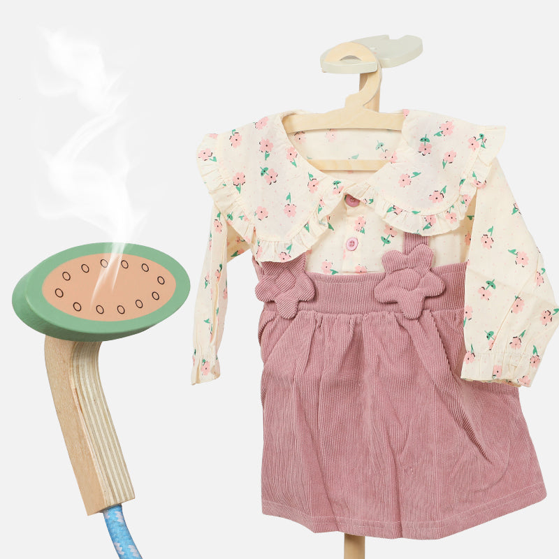 Wooden Garment Steamer Toy for Kids | Preschool Pretend Play Laundry Iron Set