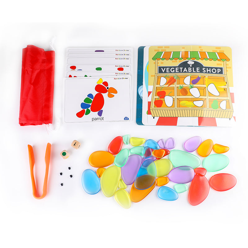 Rainbow Pebbles Transparent Sorting Stacking Stones | 36 PCS Learning Set