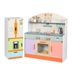 Multi Color Wooden Kitchen Set with Refrigerator | Kids Pretend Play Cooking Toy Educational Role Play