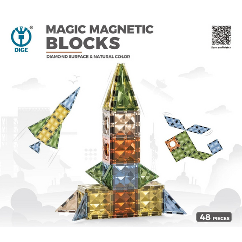 3D Magnetic Tiles 48 Pcs