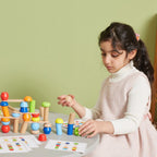 Wooden Blocks Tower Building Game 52 Pcs | Montessori Stacking & Logic Toy for Kids