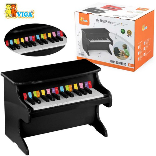 My First Piano Black | Wooden Kids Musical Piano Toy with Song Book Age 18M+