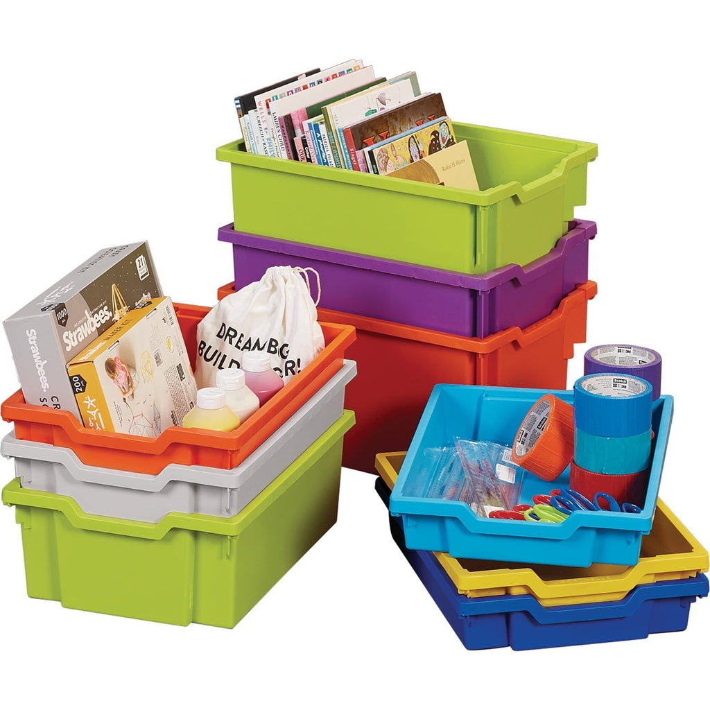 Storage Bin Set of 2 (Small & Large) | Classroom Plastic Organizer Box with Handles