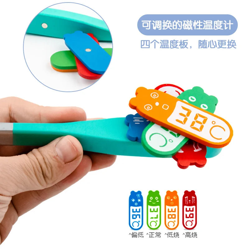 Medical check up kit Doctor Toys Kids Wooden Pretend Play Kit Games for Girls Boys