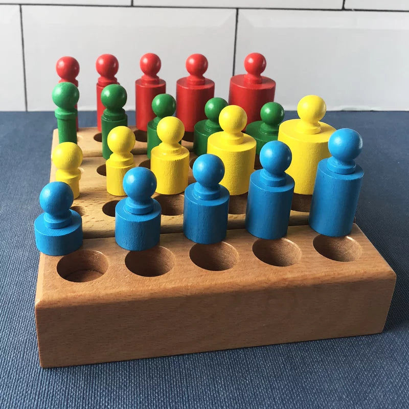 Montessori Cylinder Blocks Set of 4 | Kids Wooden Learning Shape Sorting Toy