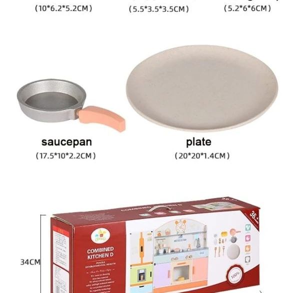 Multi Color Wooden Kitchen Set with Refrigerator | Kids Pretend Play Cooking Toy Educational Role Play