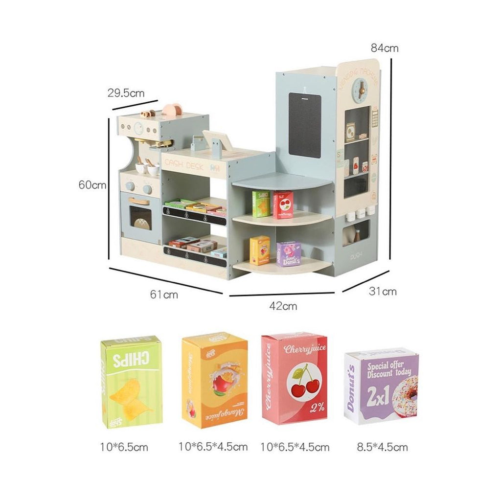 Honey Joy Kids Grocery Store Playset | Wooden Supermarket Pretend Play Set with Cash Register