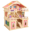 Happy Family Wooden Doll House | DIY Pretend Play Toy with Furniture & Dolls for Kids