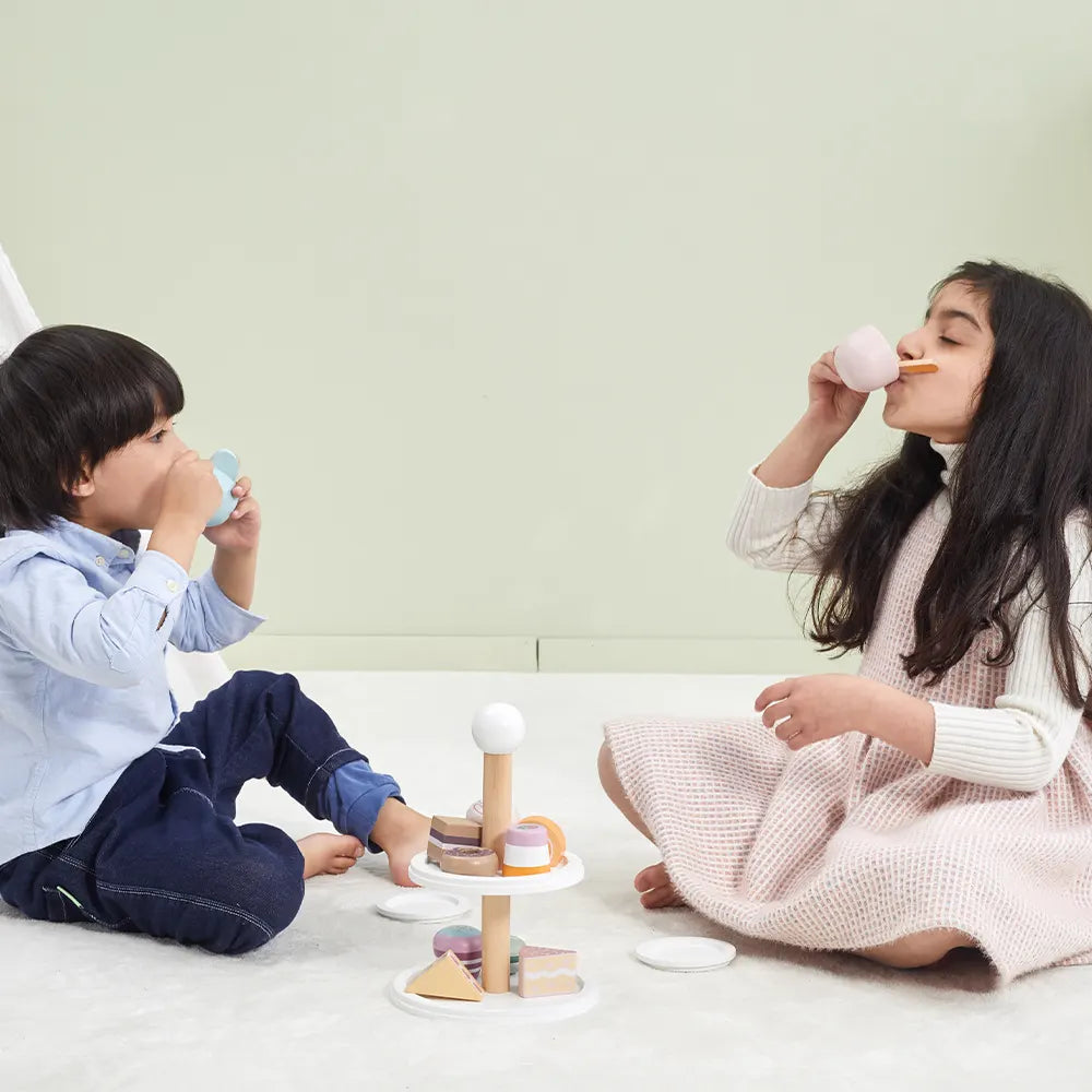 Wooden Afternoon Tea Set Kids | Pretend Play Cake Tea Party Toy