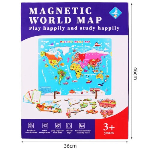 Magnetic Paradise World Map Puzzle | Kids Wooden Educational Jigsaw Toy