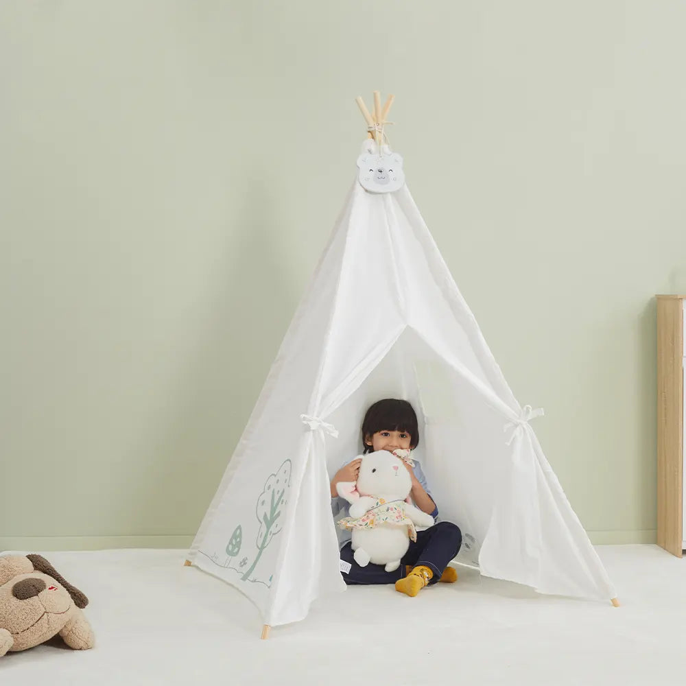 Kids Teepee Tent | Cotton Canvas Play Tent Indoor Reading & Play House