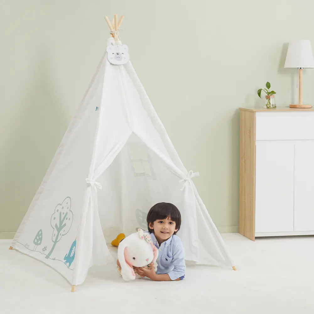 Kids Teepee Tent | Cotton Canvas Play Tent Indoor Reading & Play House