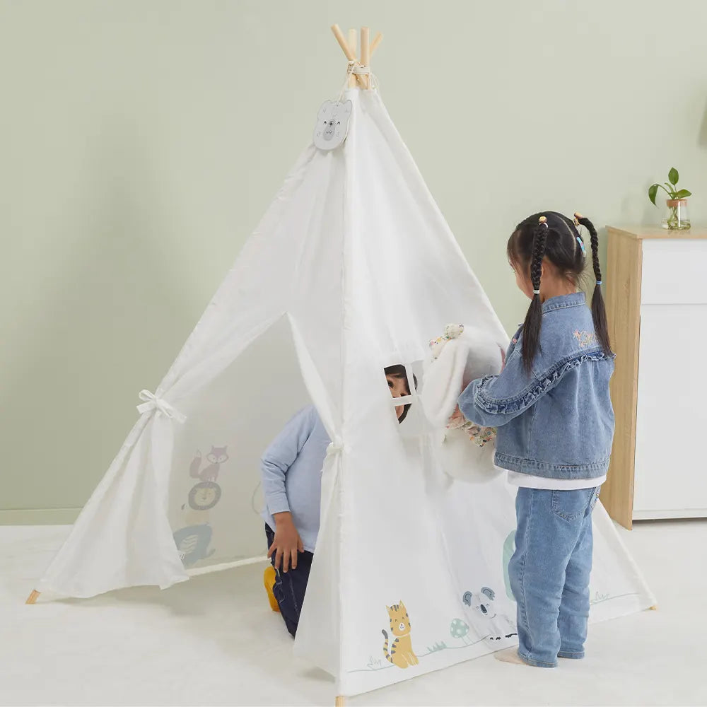 Kids Teepee Tent | Cotton Canvas Play Tent Indoor Reading & Play House