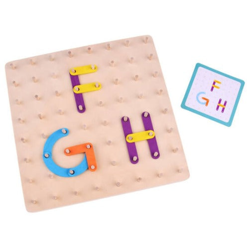 Large Nail Board Puzzle | Kids 2-in-1 Wooden Pattern Drawing Learning Toy