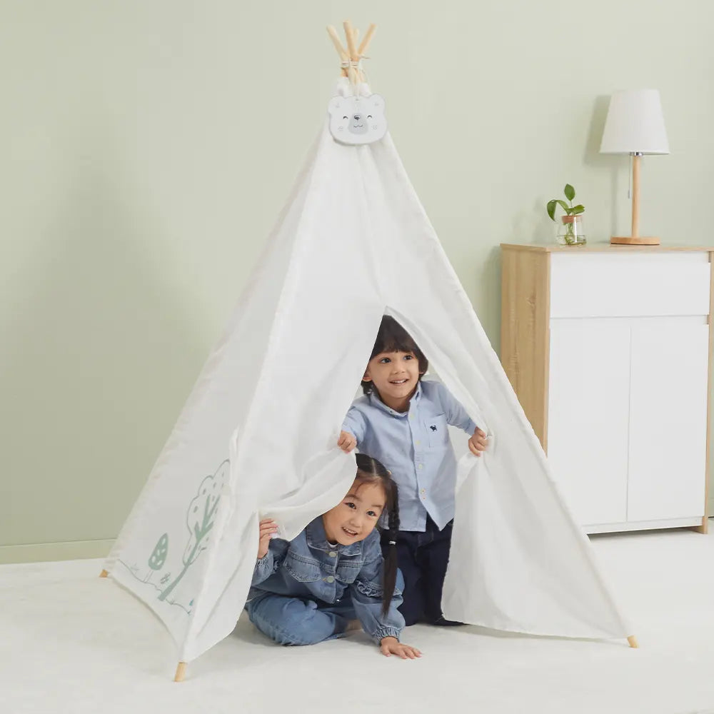 Kids Teepee Tent | Cotton Canvas Play Tent Indoor Reading & Play House
