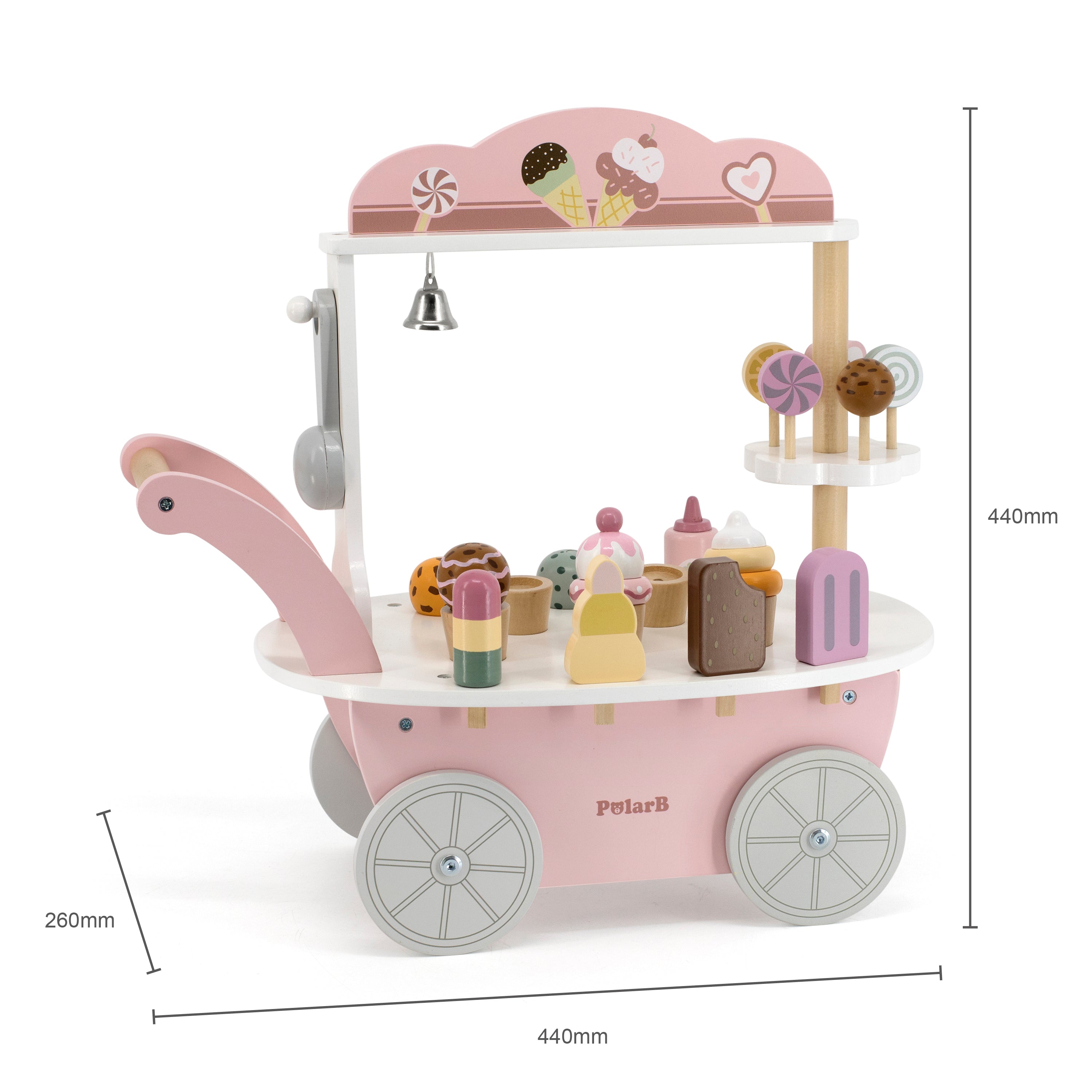 Wooden Ice Cream Cart Mini | Pretend Play Ice Cream Shop Toy for Kids