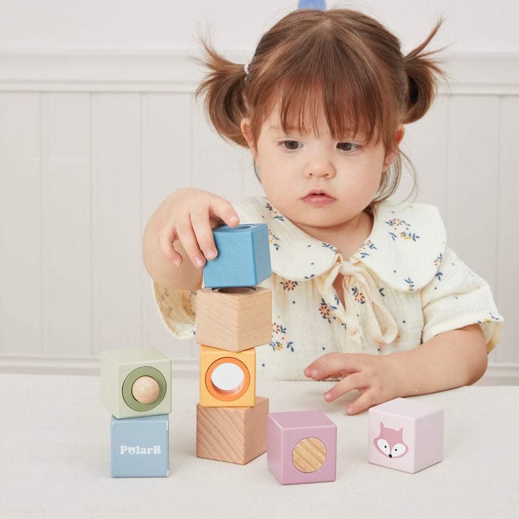 Sensory Blocks 8 Pcs Wooden Baby Toy Set | Montessori Sensory Learning Blocks