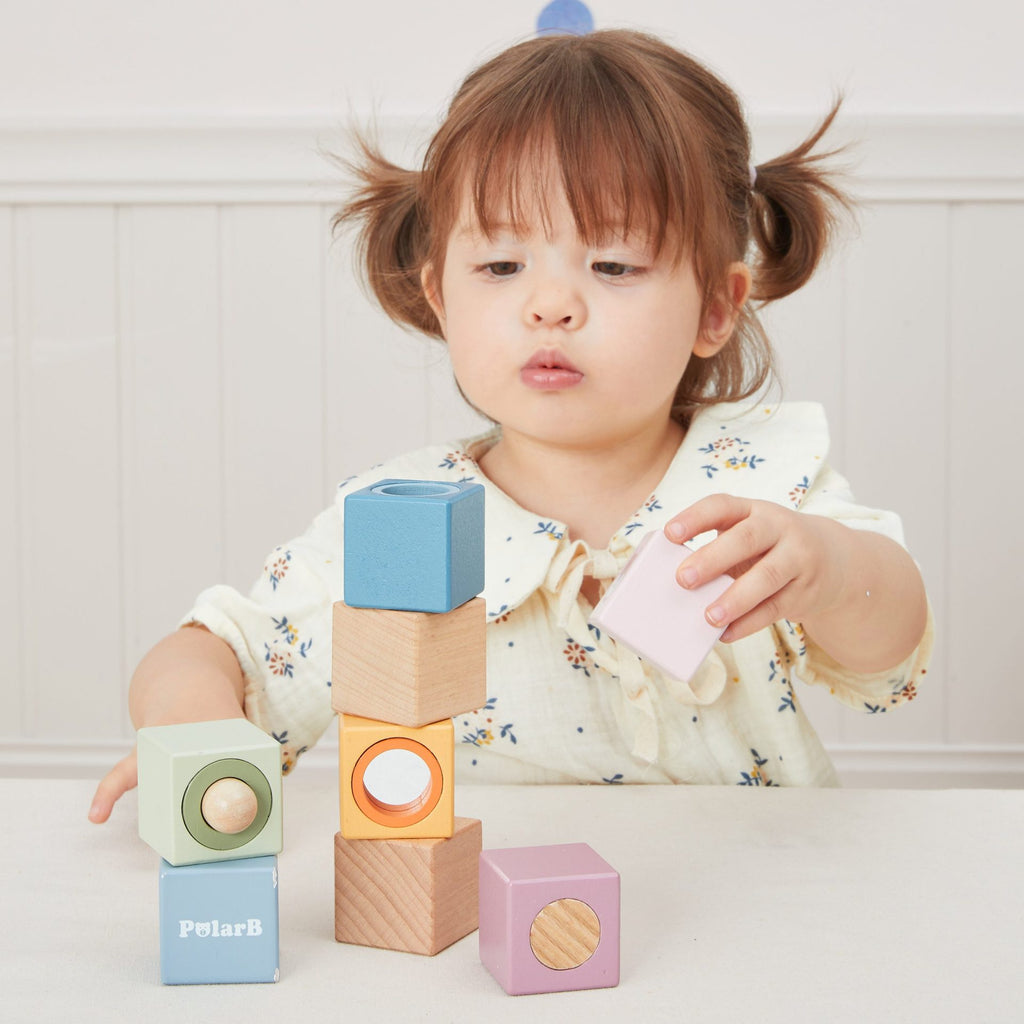Sensory Blocks 8 Pcs Wooden Baby Toy Set | Montessori Sensory Learning Blocks