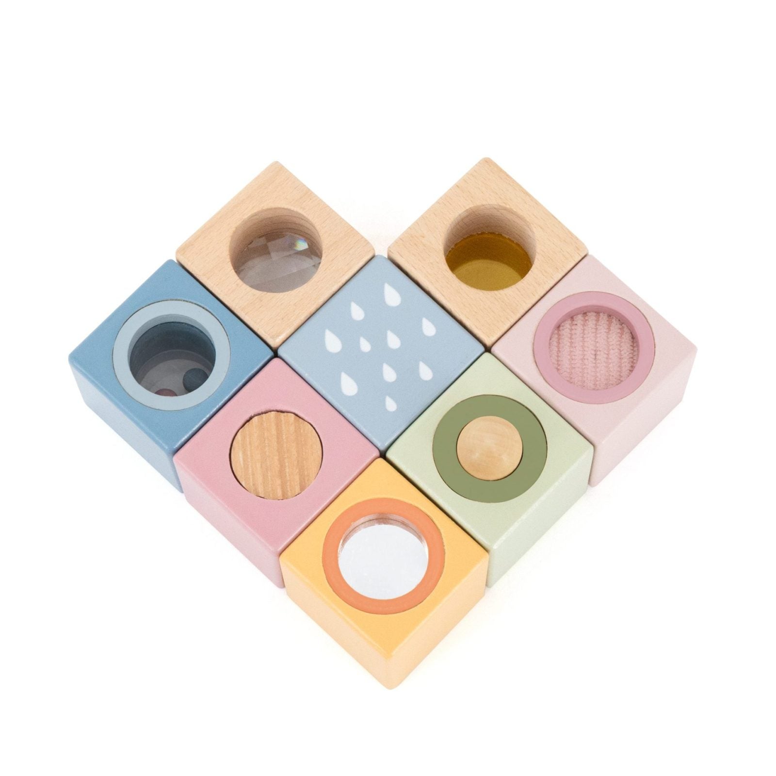 Sensory Blocks 8 Pcs Wooden Baby Toy Set | Montessori Sensory Development & Learning Blocks