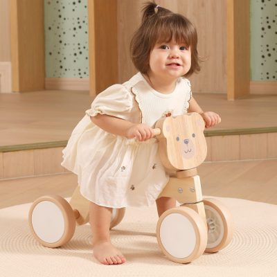 Wooden Trike Brown Bear Kids Ride-On Toy | Balance Training Tricycle 12+ Months
