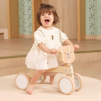 Wooden Trike Brown Bear Kids Ride-On Toy | Balance Training Tricycle 12+ Months