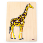 Montessori Wooden Pegged Giraffe Puzzle | Animal Learning Toy for Kids 18+ Months