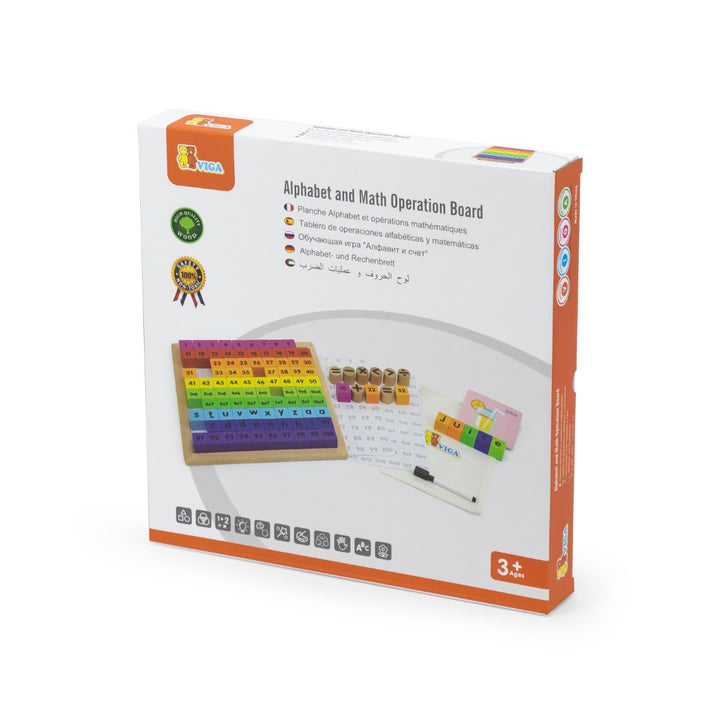 Alphabet & Math Operation Board | Wooden Montessori Learning Toy for Kids 3+