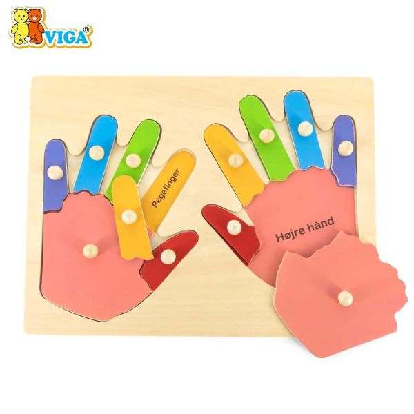Hand & Finger Puzzle 12pcs | Wooden Left Right Hand Learning Puzzle