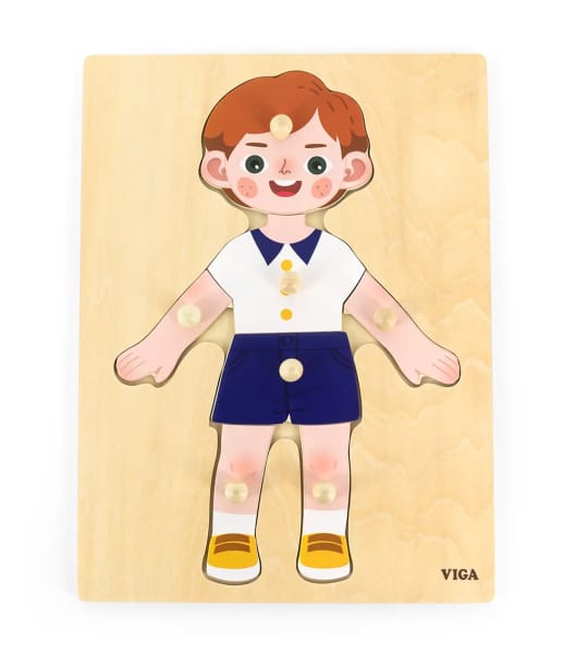 Body Part Puzzle Boy 7pcs | Wooden Human Body Learning Puzzle