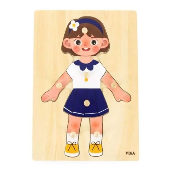 Body Part Puzzle Girl 7pcs | Wooden Human Body Learning Puzzle