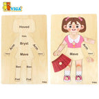 Body Part Puzzle Girl 12pcs | Wooden Human Body Learning Puzzle Kids